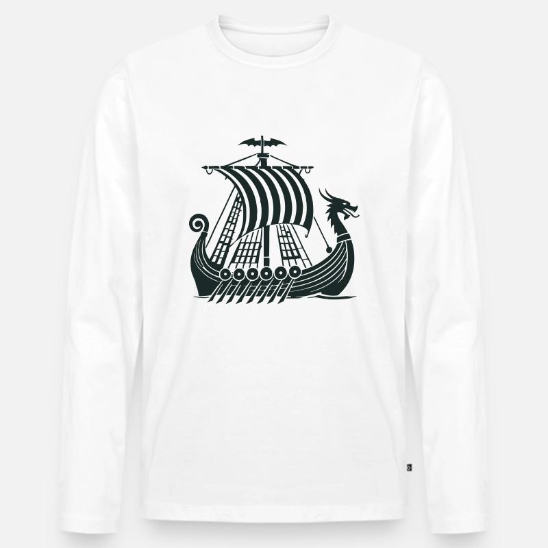 wikinger schiff - Männer Premium Bio Langarmshirt - Weiß