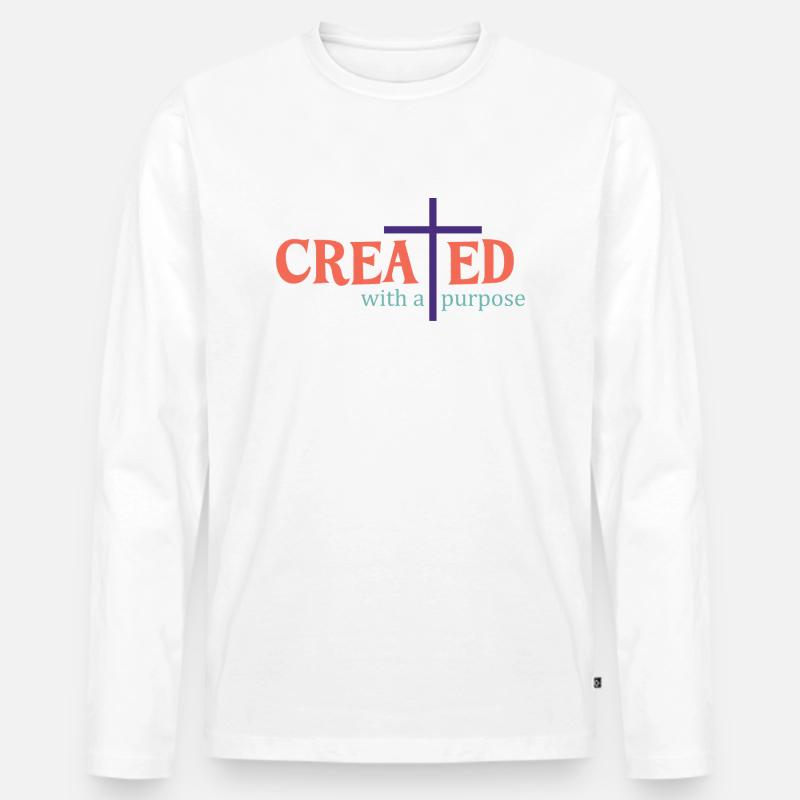 created with a purpose - Männer Premium Bio Langarmshirt - Weiß