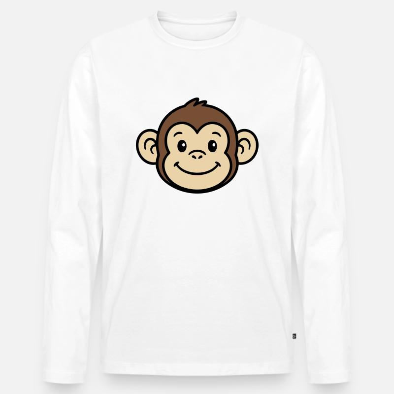Affe Gesicht - Männer Premium Bio Langarmshirt - Weiß