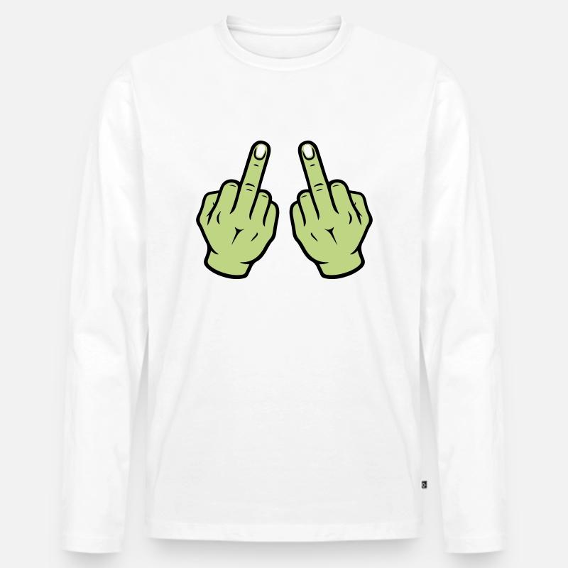 Mittelfinger Hand - Männer Premium Bio Langarmshirt - Weiß