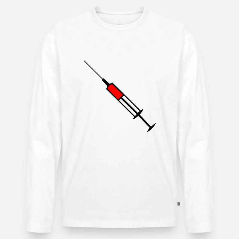 Spritze - Männer Premium Bio Langarmshirt - Weiß