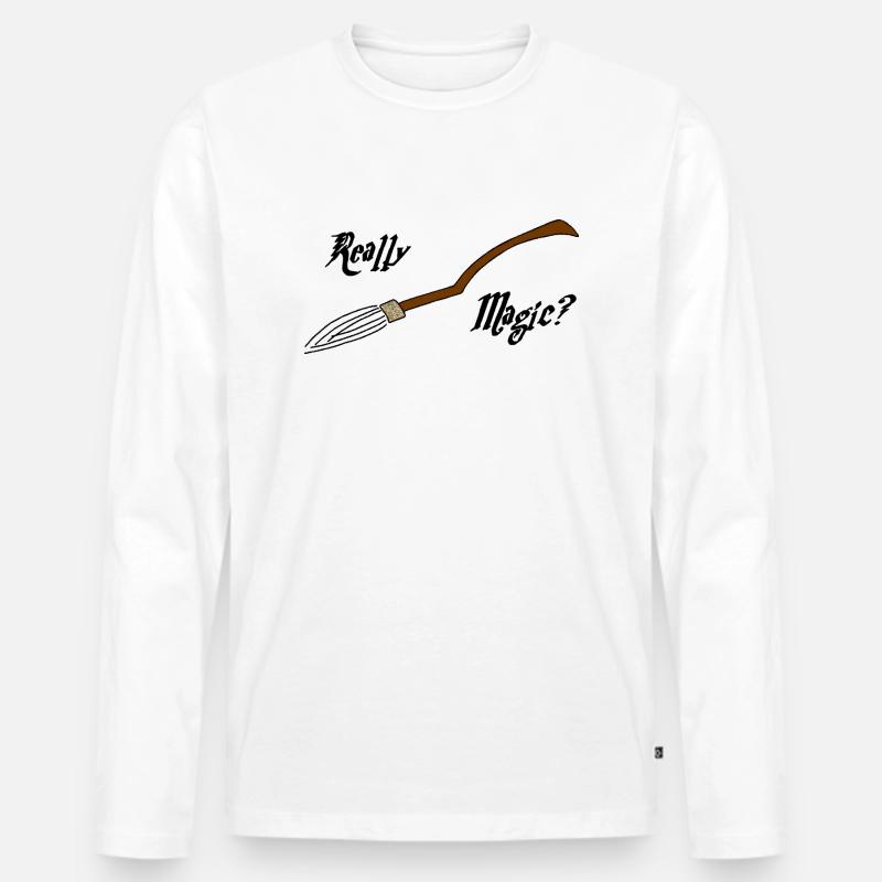 Magische Besen oder nicht? - Männer Premium Bio Langarmshirt - Weiß