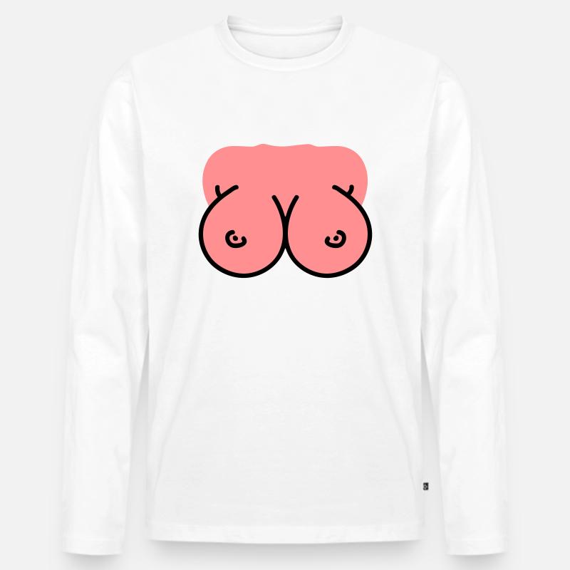 Brüste - Busen - Titten - Männer Premium Bio Langarmshirt - Weiß