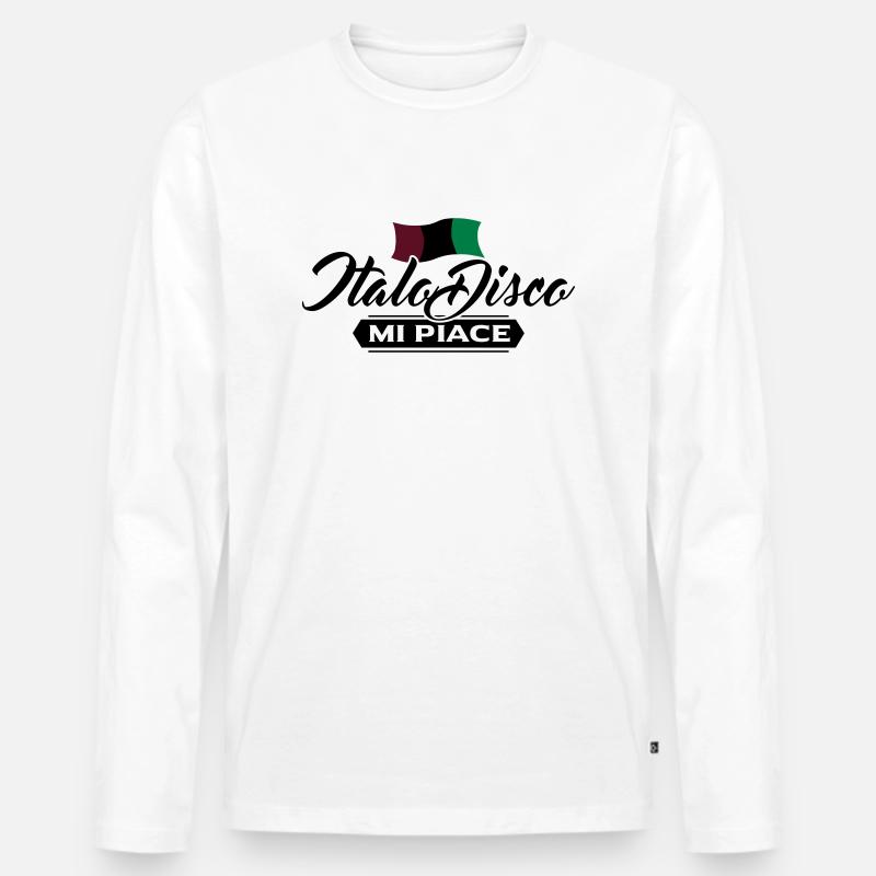 Italo Disco - Männer Premium Bio Langarmshirt - Weiß