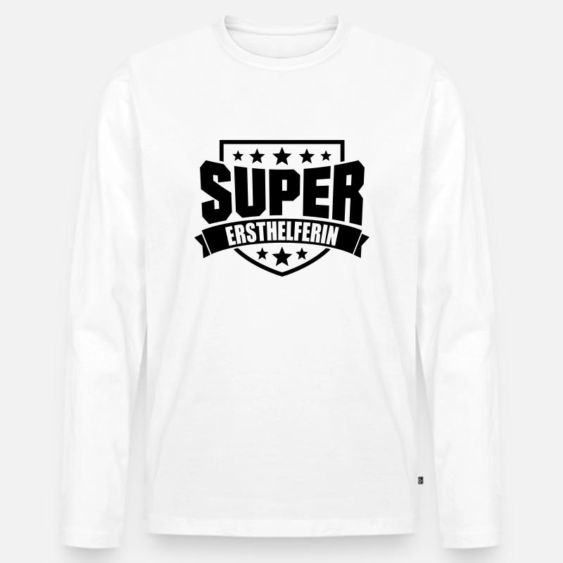 Super Ersthelferin - Männer Premium Bio Langarmshirt - Weiß