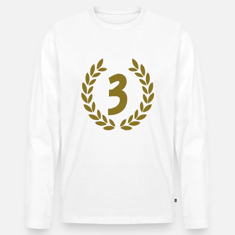 3 - Männer Premium Bio Langarmshirt - Weiß