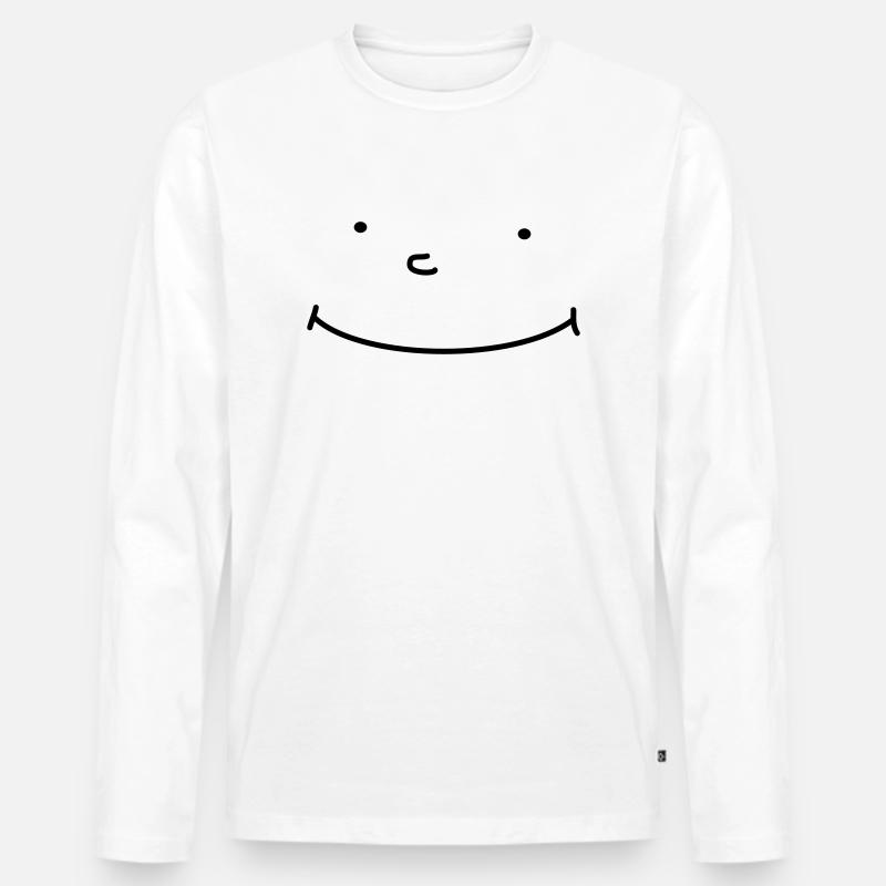 New Smiley - Männer Premium Bio Langarmshirt - Weiß
