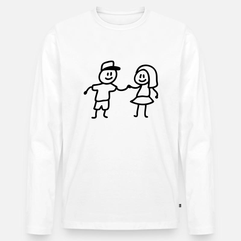 Junge Mädchen spielen - Männer Premium Bio Langarmshirt - Weiß