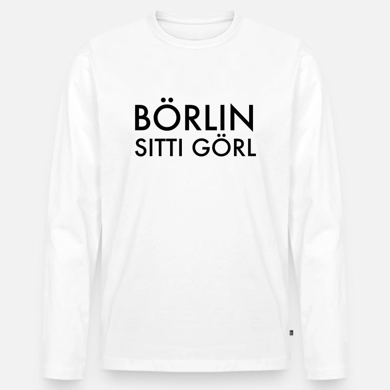 Berlin - Männer Premium Bio Langarmshirt - Weiß