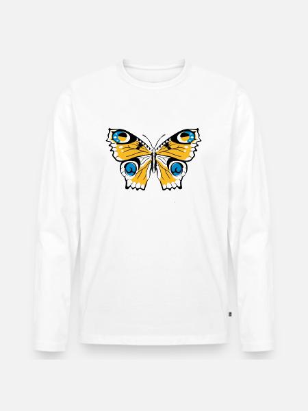 PFAUENAUGE - Männer Premium Bio Langarmshirt - Weiß