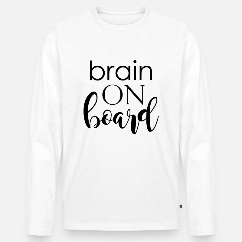 brain on board - Männer Premium Bio Langarmshirt - Weiß