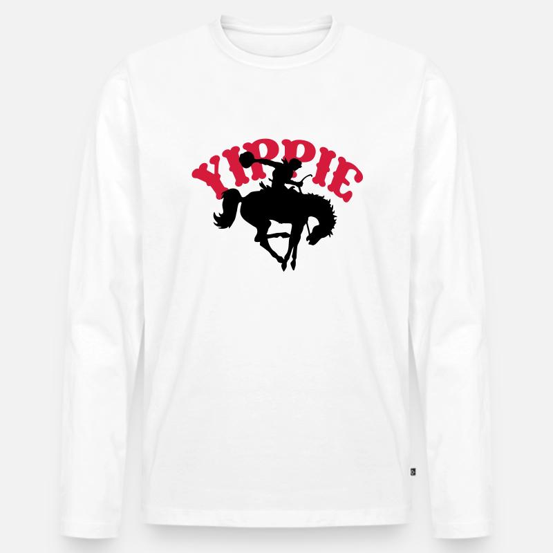 Yippie 2 - Männer Premium Bio Langarmshirt - Weiß