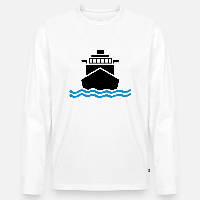 schiff_design_qa2 - Männer Premium Bio Langarmshirt - Weiß