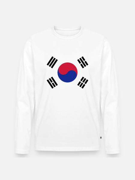 Korean Flag - Männer Premium Bio Langarmshirt - Weiß