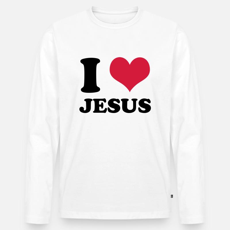 I Love Jesus - Männer Premium Bio Langarmshirt - Weiß