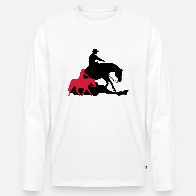 Reining vs Ranch Riding - Männer Premium Bio Langarmshirt - Weiß
