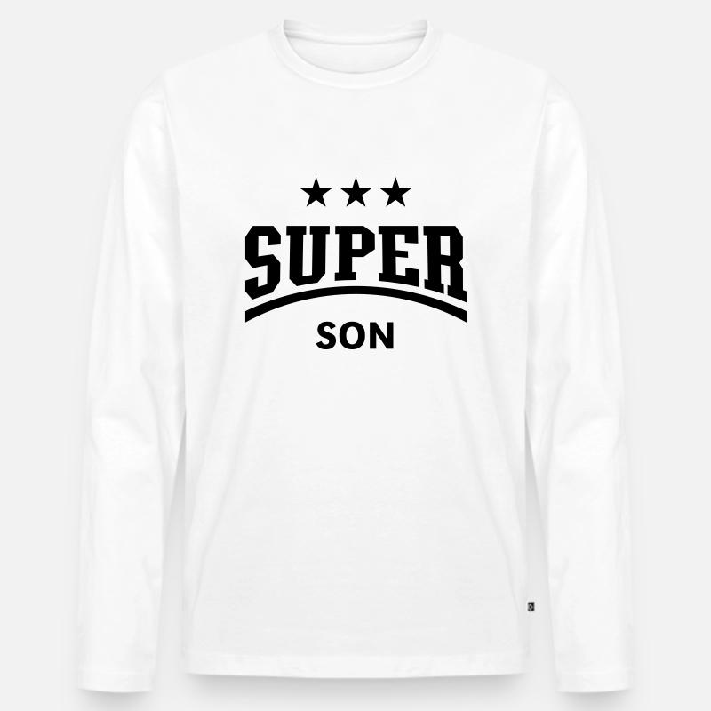 Super Son - Männer Premium Bio Langarmshirt - Weiß