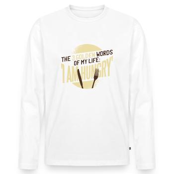 I'm hungry - Men's Premium Organic Long Sleeve Shirt - white - Front - Nico (187cm)