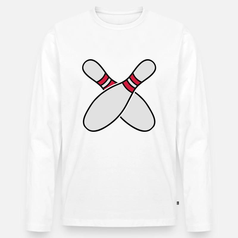 2 Bowling Pins - Männer Premium Bio Langarmshirt - Weiß