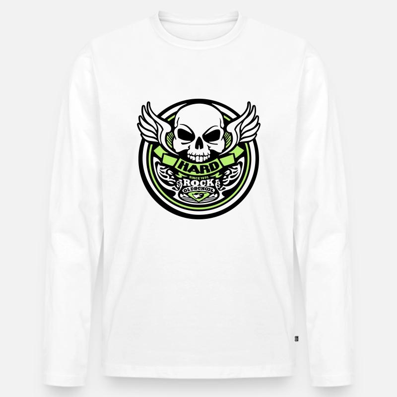 hardRock oldschool - Männer Premium Bio Langarmshirt - Weiß