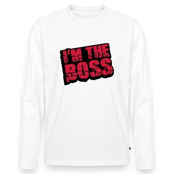 Cool I´m la conception de Logo Boss - T-shirt manches longues Premium bio Homme - blanc - Devant - Nico (187cm)