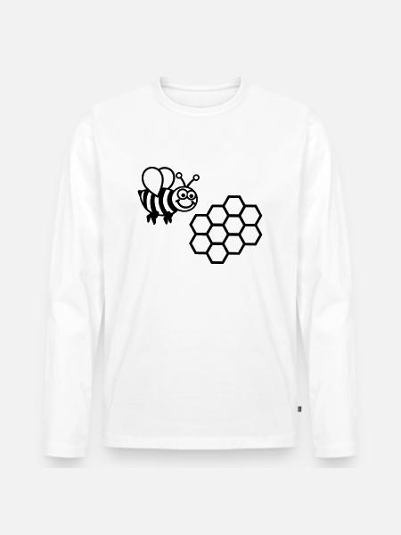 Bee - Men's Premium Organic Long Sleeve Shirt - white