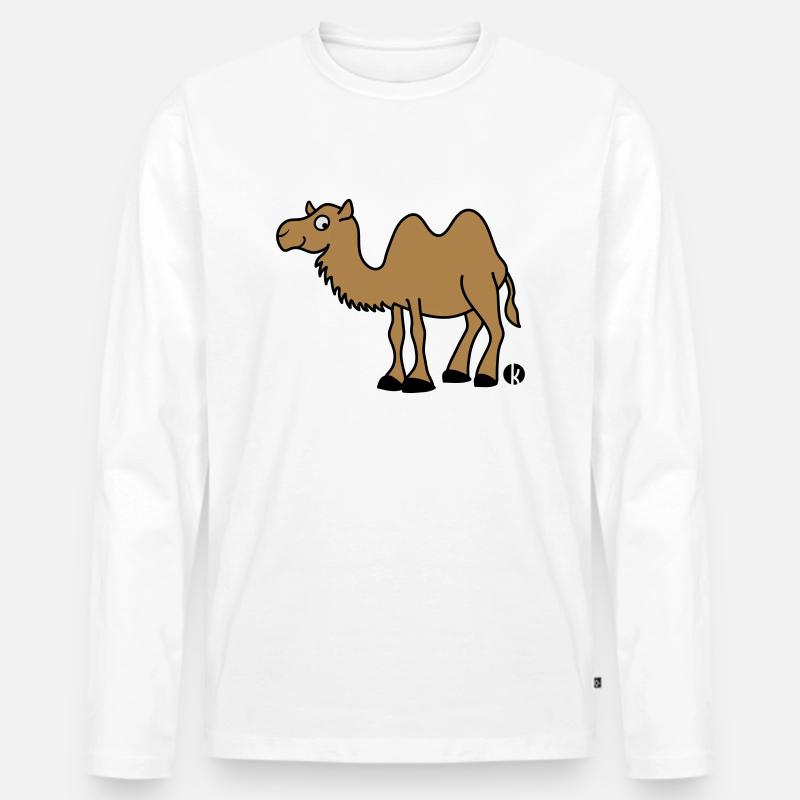 Kamel - Männer Premium Bio Langarmshirt - Weiß
