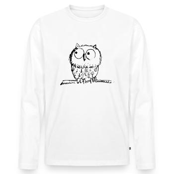Waldkauz, Käuzchen, Eule, Uhu - Männer Premium Bio Langarmshirt - Weiß - Vorne - Nico (187cm)