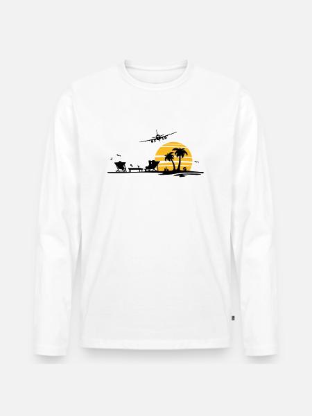 Sommer - Strand Palmen - Männer Premium Bio Langarmshirt - Weiß