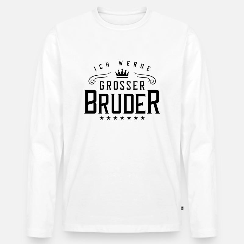 ich werde grosser bruder - Männer Premium Bio Langarmshirt - Weiß