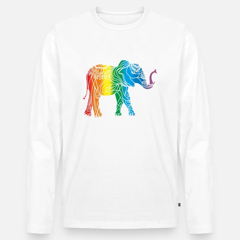 Elefant - Männer Premium Bio Langarmshirt - Weiß