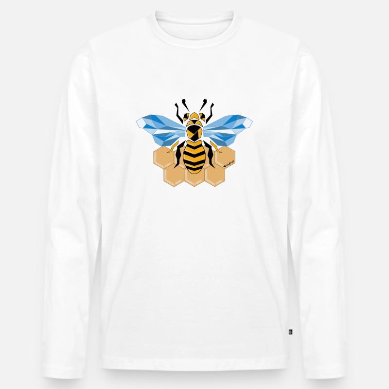 BIENE - Männer Premium Bio Langarmshirt - Weiß