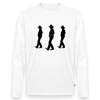 Line Dance - Country Musik - Männer Premium Bio Langarmshirt - Weiß - Vorne - Nico (187cm)