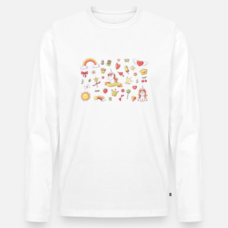 Set Einhorn Querformat - Männer Premium Bio Langarmshirt - Weiß