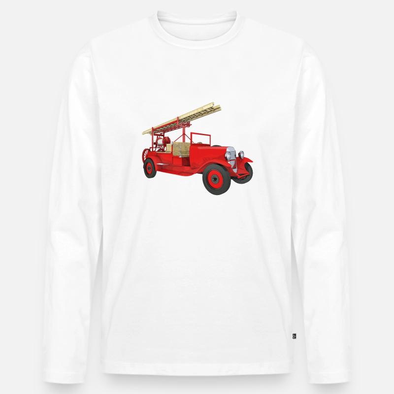 Retro fire engine, fire engine - Men's Premium Organic Long Sleeve Shirt - white