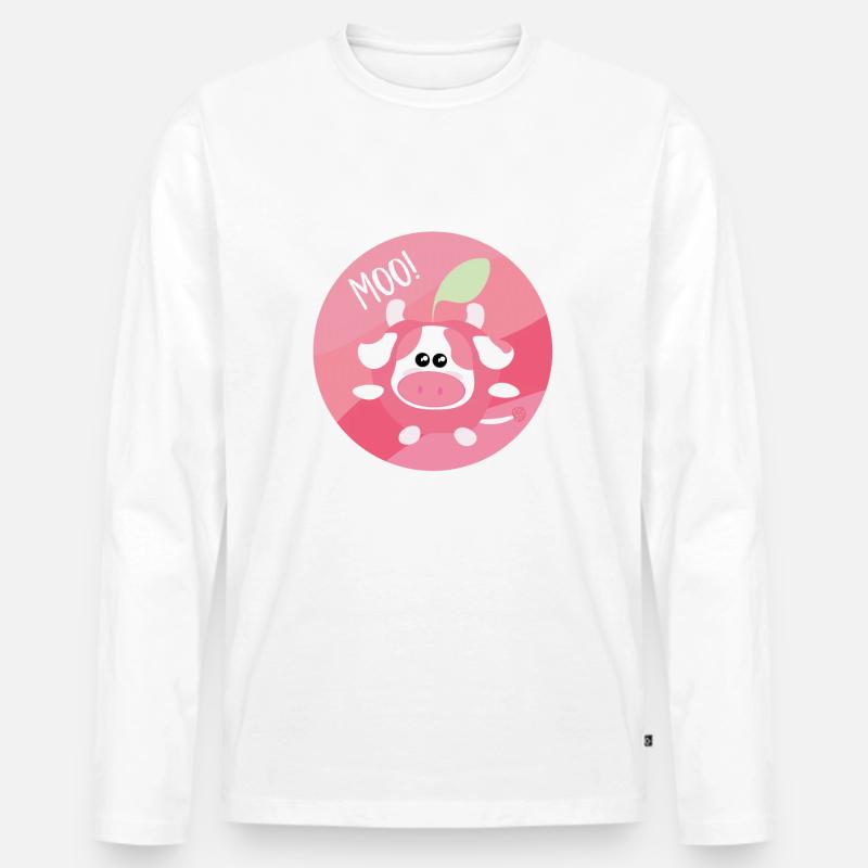 Nette rosa Apfelkuh - Männer Premium Bio Langarmshirt - Weiß