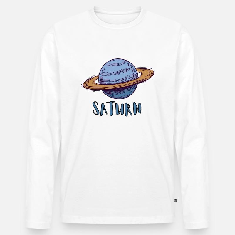 Saturn - Männer Premium Bio Langarmshirt - Weiß