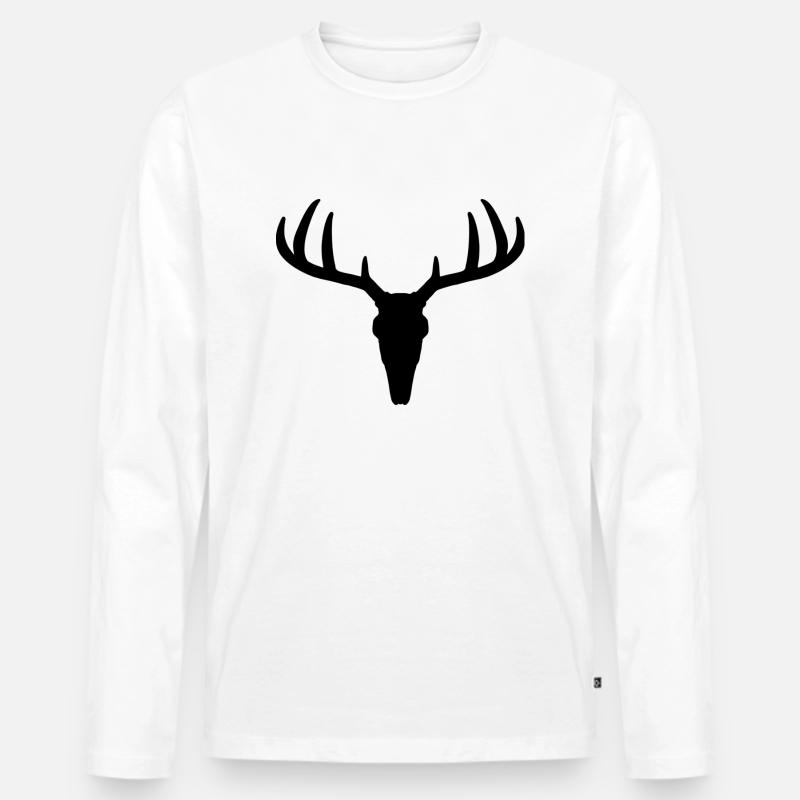 Hirschgeweih Silhouette - Männer Premium Bio Langarmshirt - Weiß