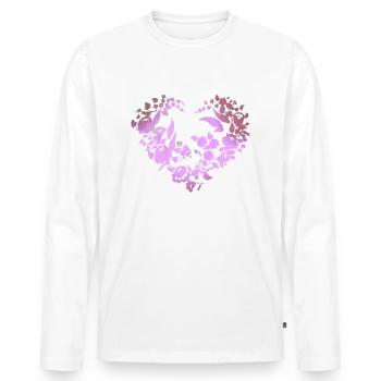 Hungarian flowers,pink,flower heart, heart, paprika - Men's Premium Organic Long Sleeve Shirt - white - Front - Nico (187cm)