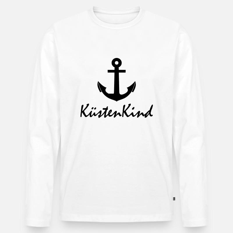 Küstenkind Anker - Männer Premium Bio Langarmshirt - Weiß