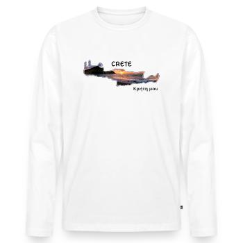 Kreta Crete - Männer Premium Bio Langarmshirt - Weiß - Vorne - Nico (187cm)