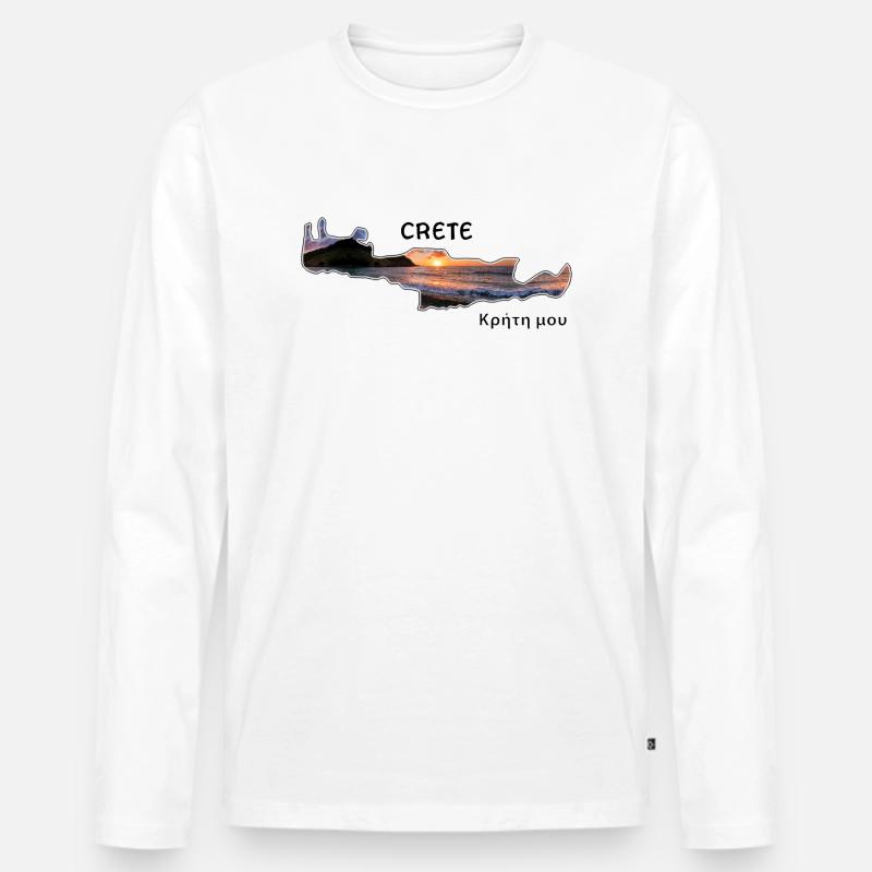 Kreta Crete - Männer Premium Bio Langarmshirt - Weiß