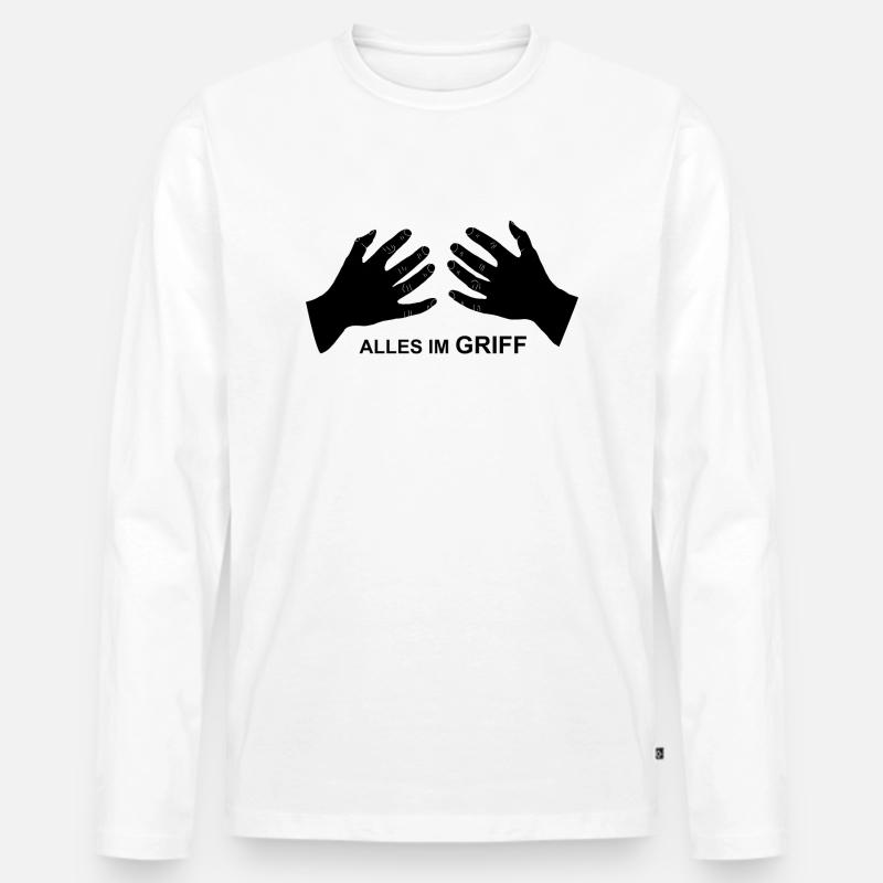 Hand auf die Brust - Männer Premium Bio Langarmshirt - Weiß