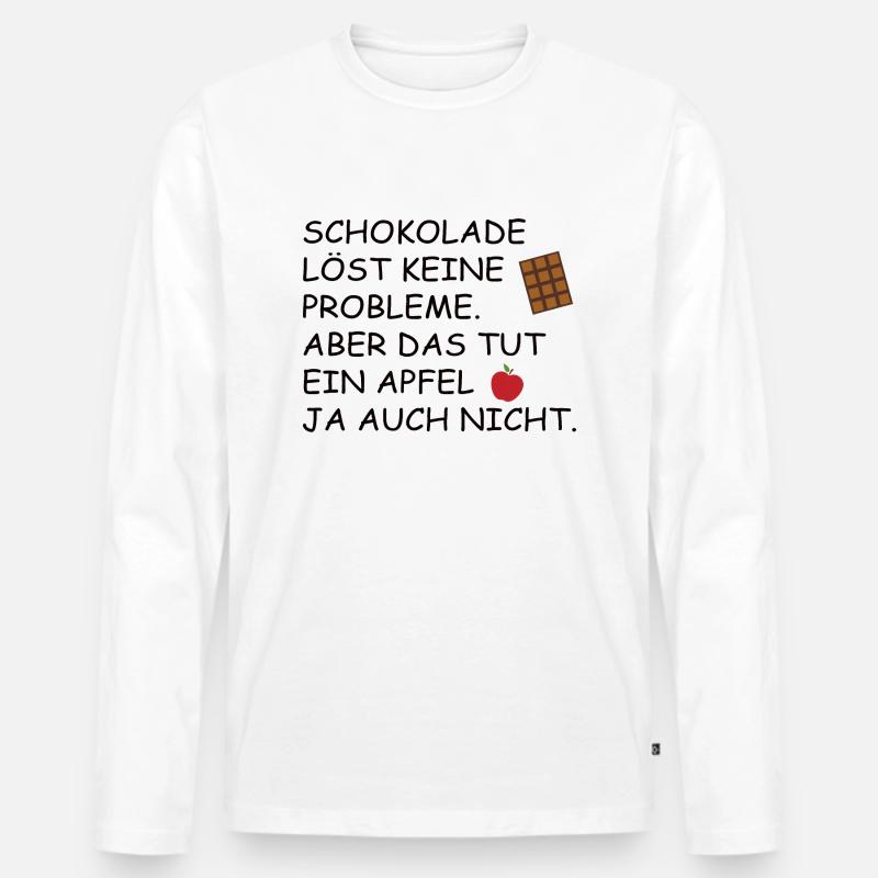 Schokolade | Lustiger Spruch - Männer Premium Bio Langarmshirt - Weiß