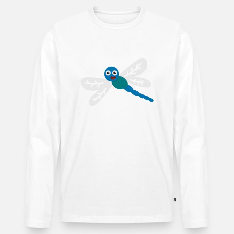 Libelle - Männer Premium Bio Langarmshirt - Weiß