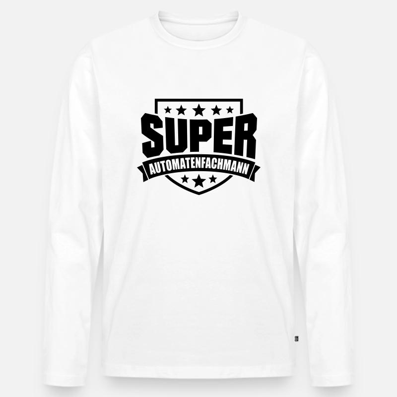 Super Automatenfachmann - Männer Premium Bio Langarmshirt - Weiß