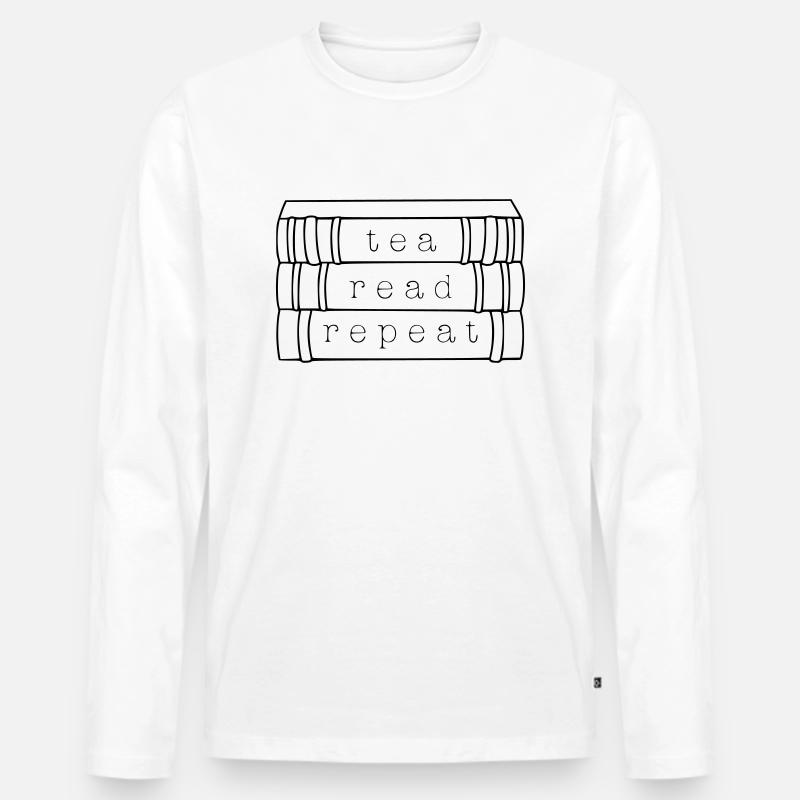 Tea. Read. Repeat. - Männer Premium Bio Langarmshirt - Weiß