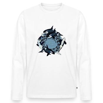 Sauvez l’océan - Orques colorées - T-shirt manches longues Premium bio Homme - blanc - Devant - Nico (187cm)