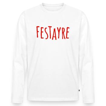 Feria fêtard festayre en Féria - T-shirt manches longues Premium bio Homme - blanc - Devant - Nico (187cm)