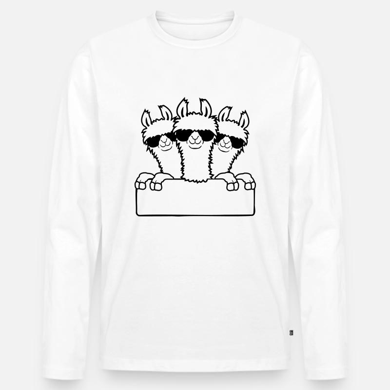 Team Lamas Freunde Schild - Männer Premium Bio Langarmshirt - Weiß